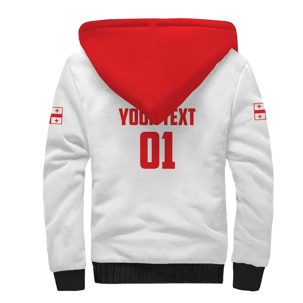 Custom Georgia 2024 Football Sherpa Hoodie Come On Sakartvelo - Wonder Print Shop