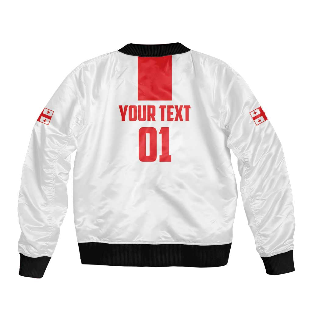 Custom Georgia 2024 Football Sleeve Zip Bomber Jacket Come On Sakartvelo - Wonder Print Shop