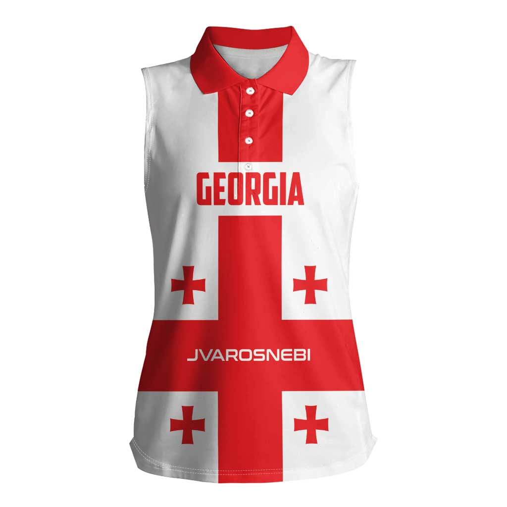Custom Georgia 2024 Football Women Sleeveless Polo Shirt Come On Sakartvelo - Wonder Print Shop