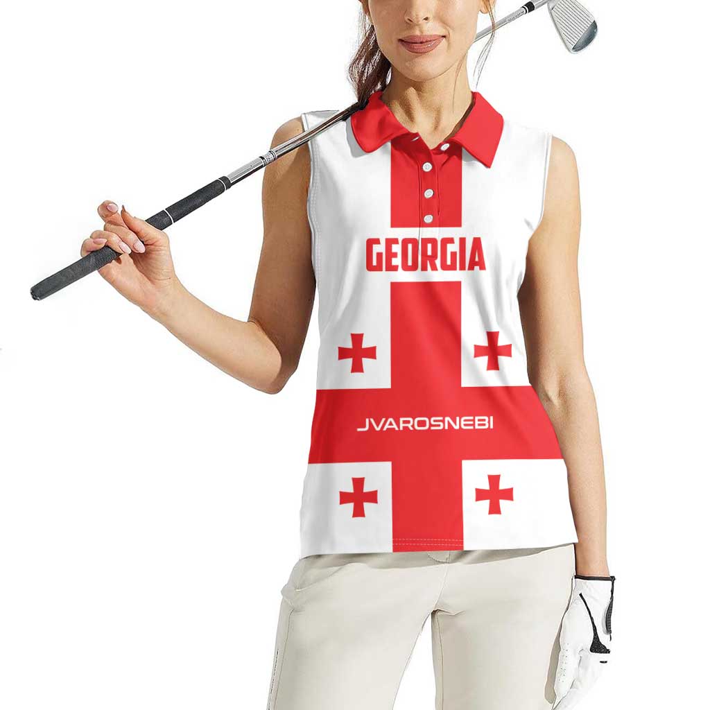 Custom Georgia 2024 Football Women Sleeveless Polo Shirt Come On Sakartvelo - Wonder Print Shop