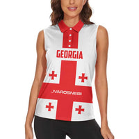Custom Georgia 2024 Football Women Sleeveless Polo Shirt Come On Sakartvelo - Wonder Print Shop