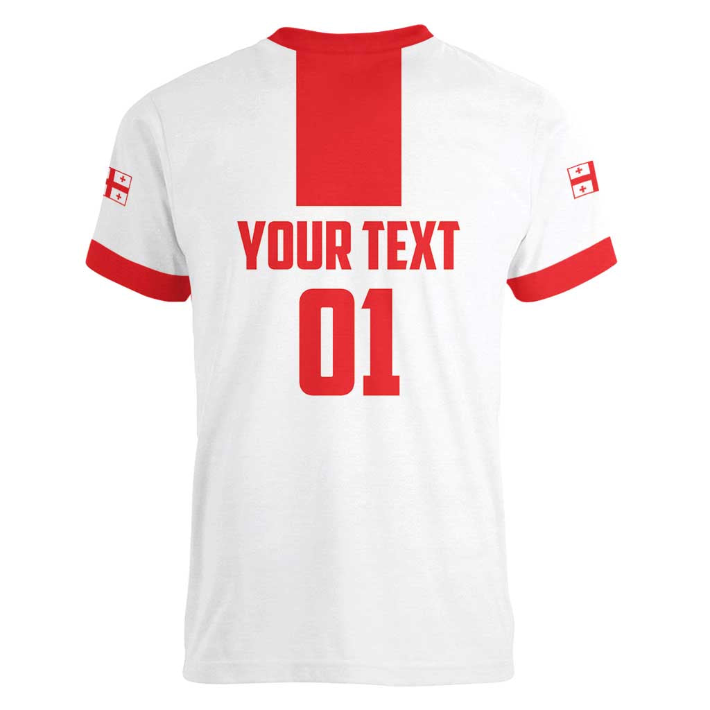 Custom Georgia 2024 Football Women V-Neck T-Shirt Come On Sakartvelo - Wonder Print Shop