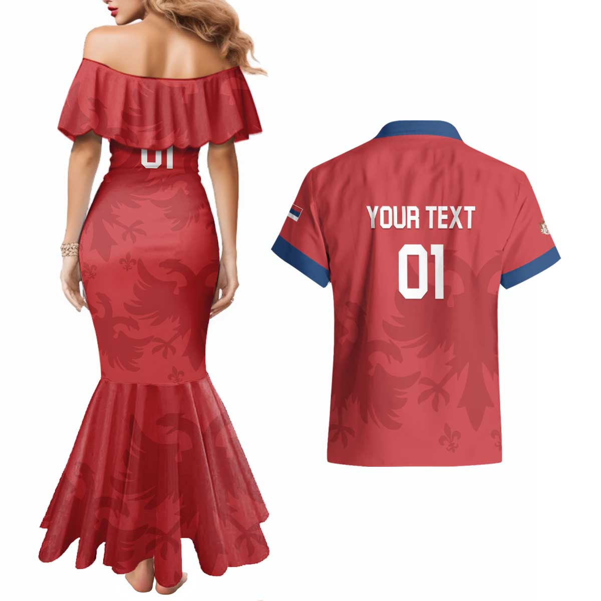 Custom Serbia 2024 Football Couples Matching Mermaid Dress and Hawaiian Shirt Srbija Go Champions - Wonder Print Shop
