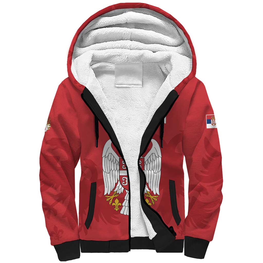 Custom Serbia 2024 Football Sherpa Hoodie Srbija Go Champions - Wonder Print Shop