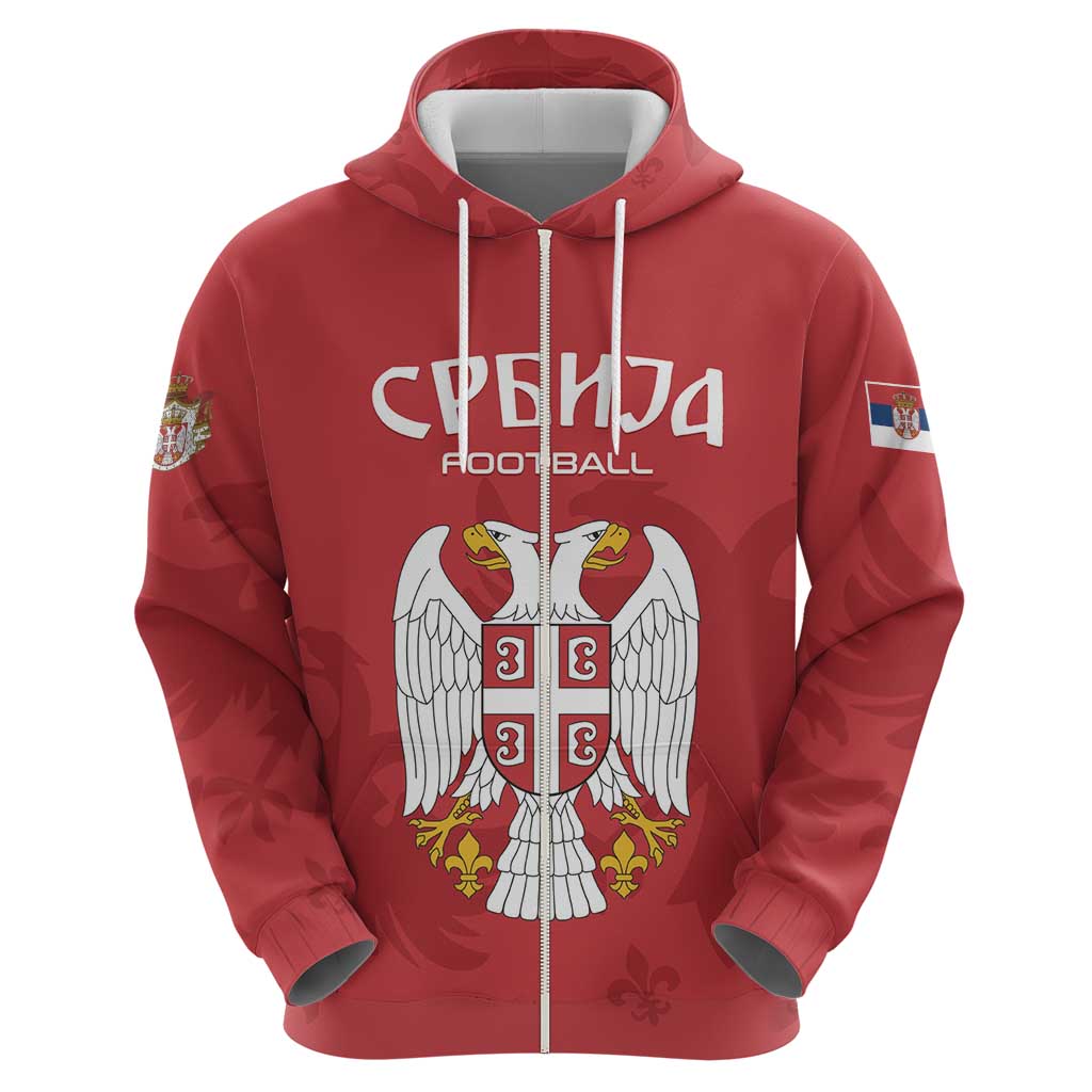 Custom Serbia 2024 Football Zip Hoodie Srbija Go Champions - Wonder Print Shop