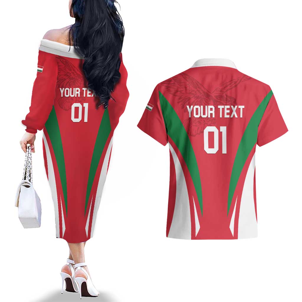 Custom Hungary 2024 Football Couples Matching Off The Shoulder Long Sleeve Dress and Hawaiian Shirt Hajra Magyarok - Wonder Print Shop
