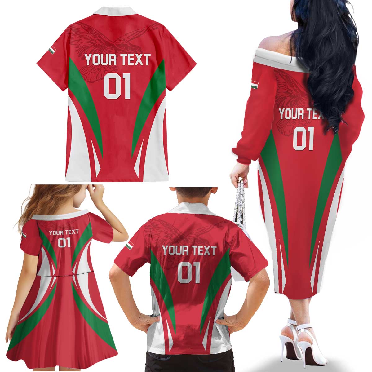 Custom Hungary 2024 Football Family Matching Off The Shoulder Long Sleeve Dress and Hawaiian Shirt Hajra Magyarok - Wonder Print Shop