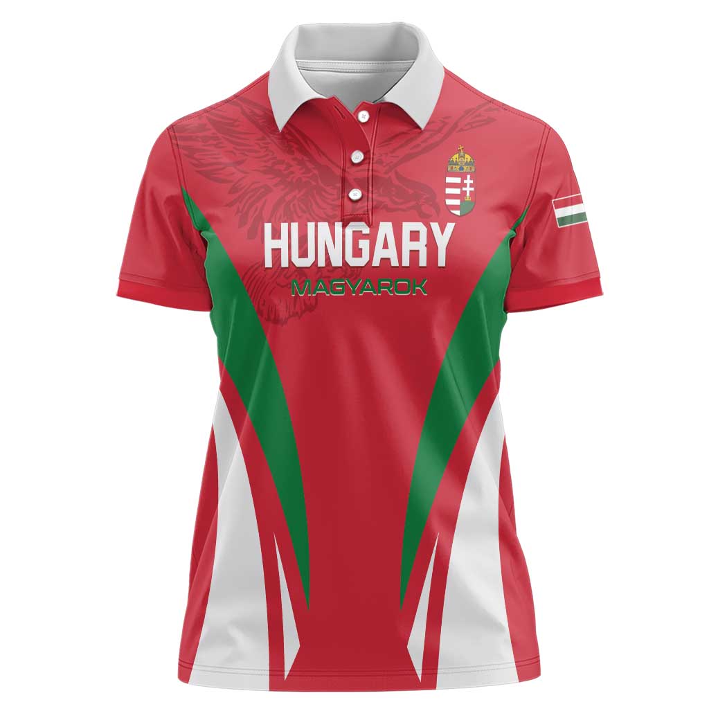 Custom Hungary 2024 Football Women Polo Shirt Hajra Magyarok - Wonder Print Shop