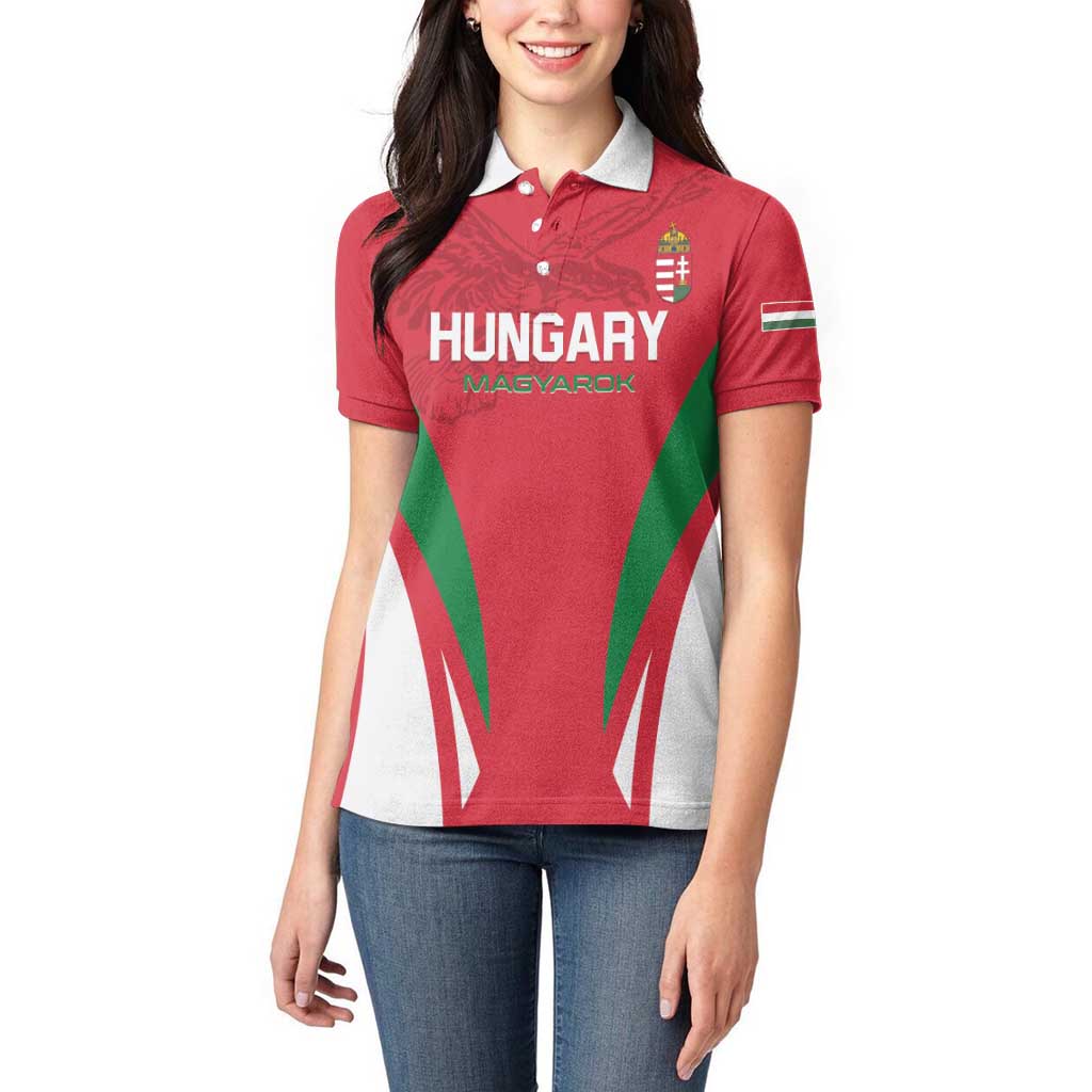 Custom Hungary 2024 Football Women Polo Shirt Hajra Magyarok - Wonder Print Shop