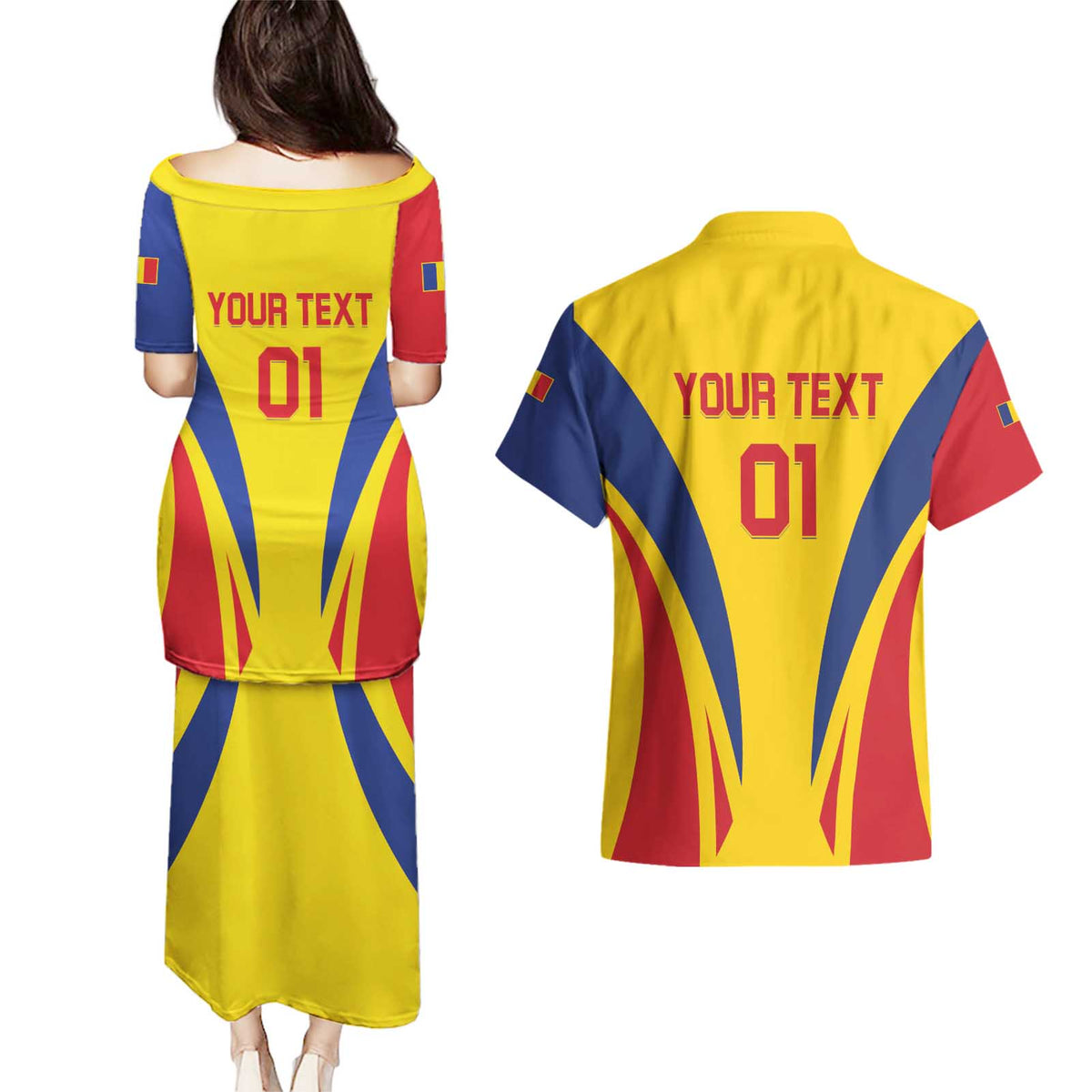 Custom Romania 2024 Football Couples Matching Puletasi and Hawaiian Shirt Come On Tricolorii - Wonder Print Shop
