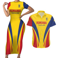 Custom Romania 2024 Football Couples Matching Short Sleeve Bodycon Dress and Hawaiian Shirt Come On Tricolorii - Wonder Print Shop