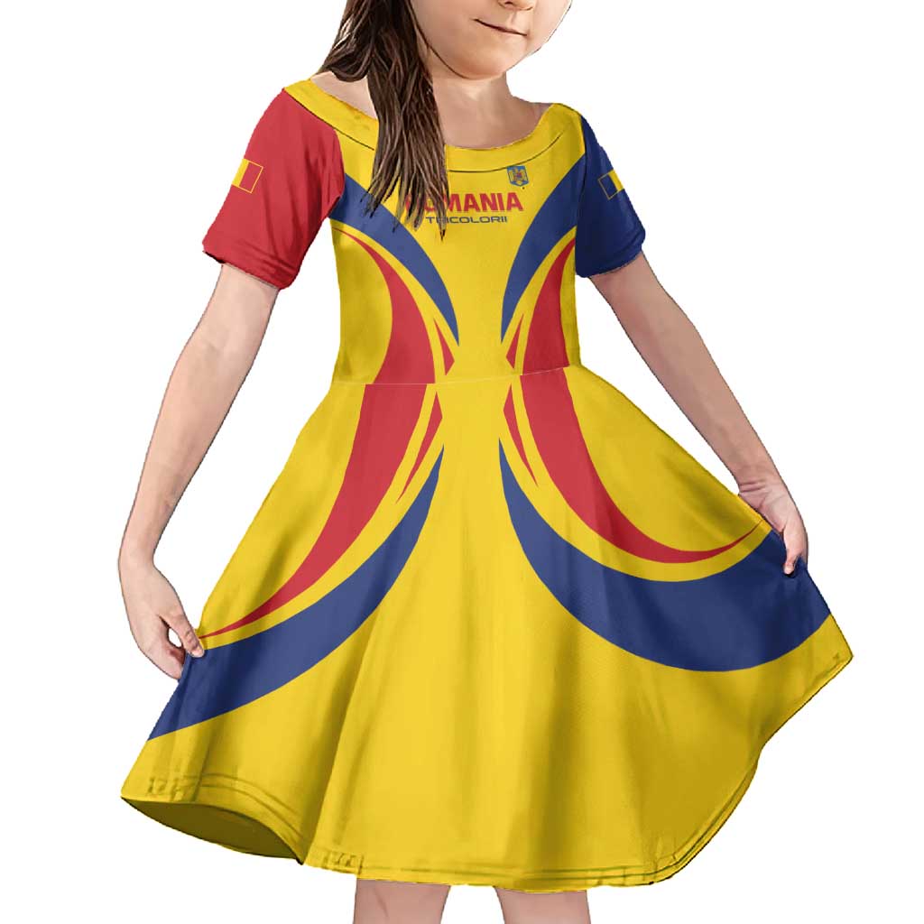 Custom Romania 2024 Football Family Matching Long Sleeve Bodycon Dress and Hawaiian Shirt Come On Tricolorii - Wonder Print Shop