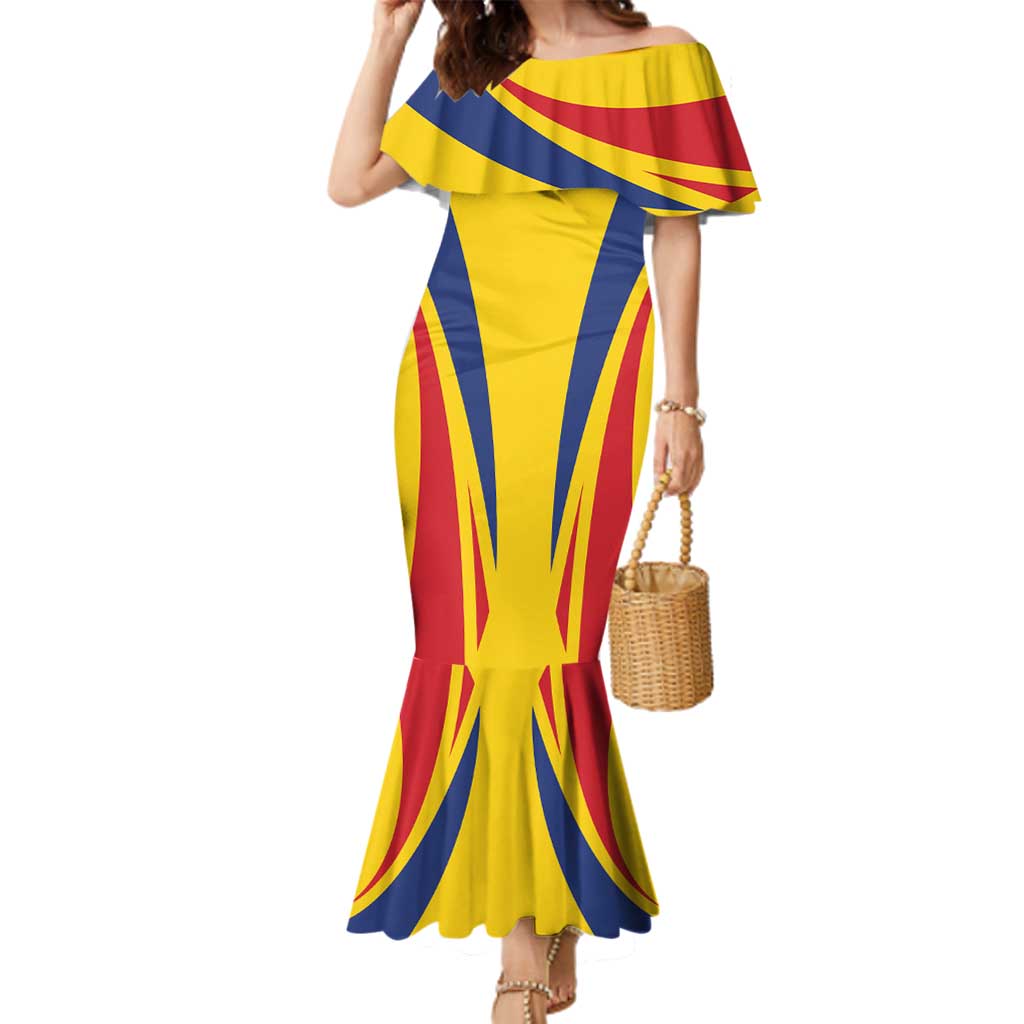 Custom Romania 2024 Football Family Matching Mermaid Dress and Hawaiian Shirt Come On Tricolorii - Wonder Print Shop