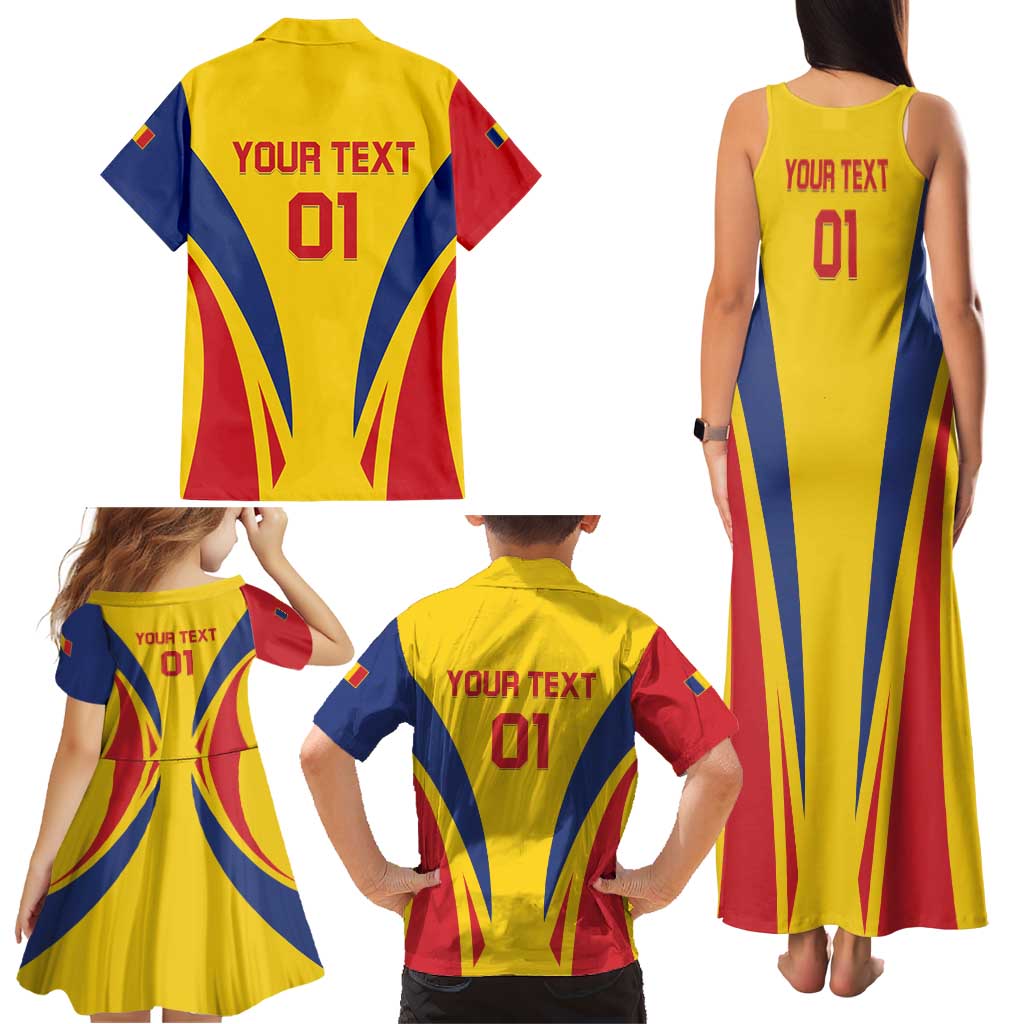 Custom Romania 2024 Football Family Matching Tank Maxi Dress and Hawaiian Shirt Come On Tricolorii - Wonder Print Shop
