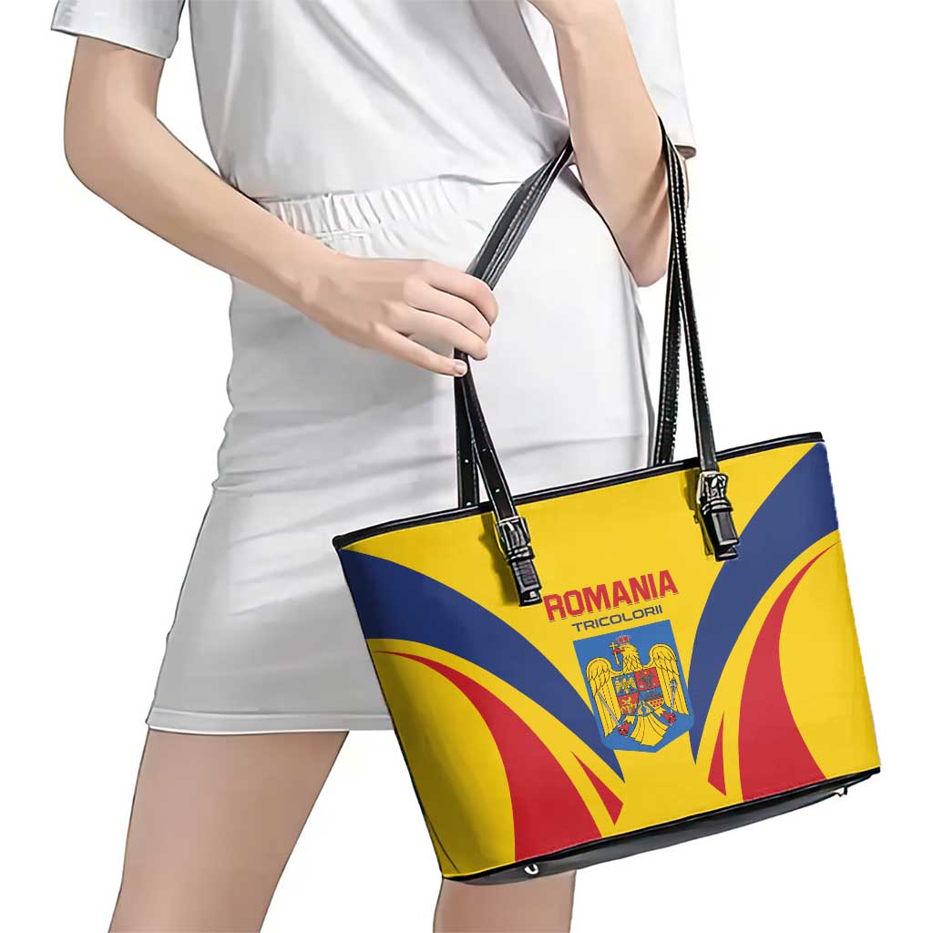 Romania 2024 Football Leather Tote Bag Come On Tricolorii - Wonder Print Shop