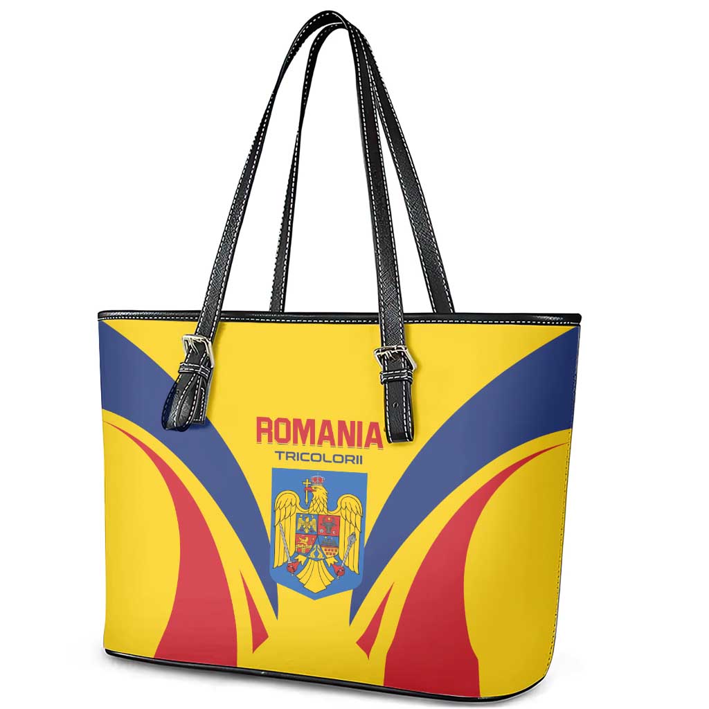 Romania 2024 Football Leather Tote Bag Come On Tricolorii - Wonder Print Shop
