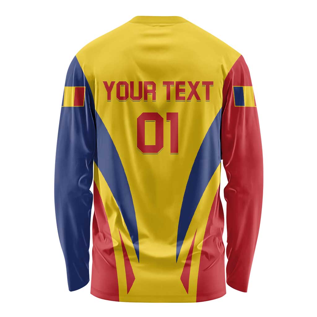 Custom Romania 2024 Football Long Sleeve Shirt Come On Tricolorii - Wonder Print Shop