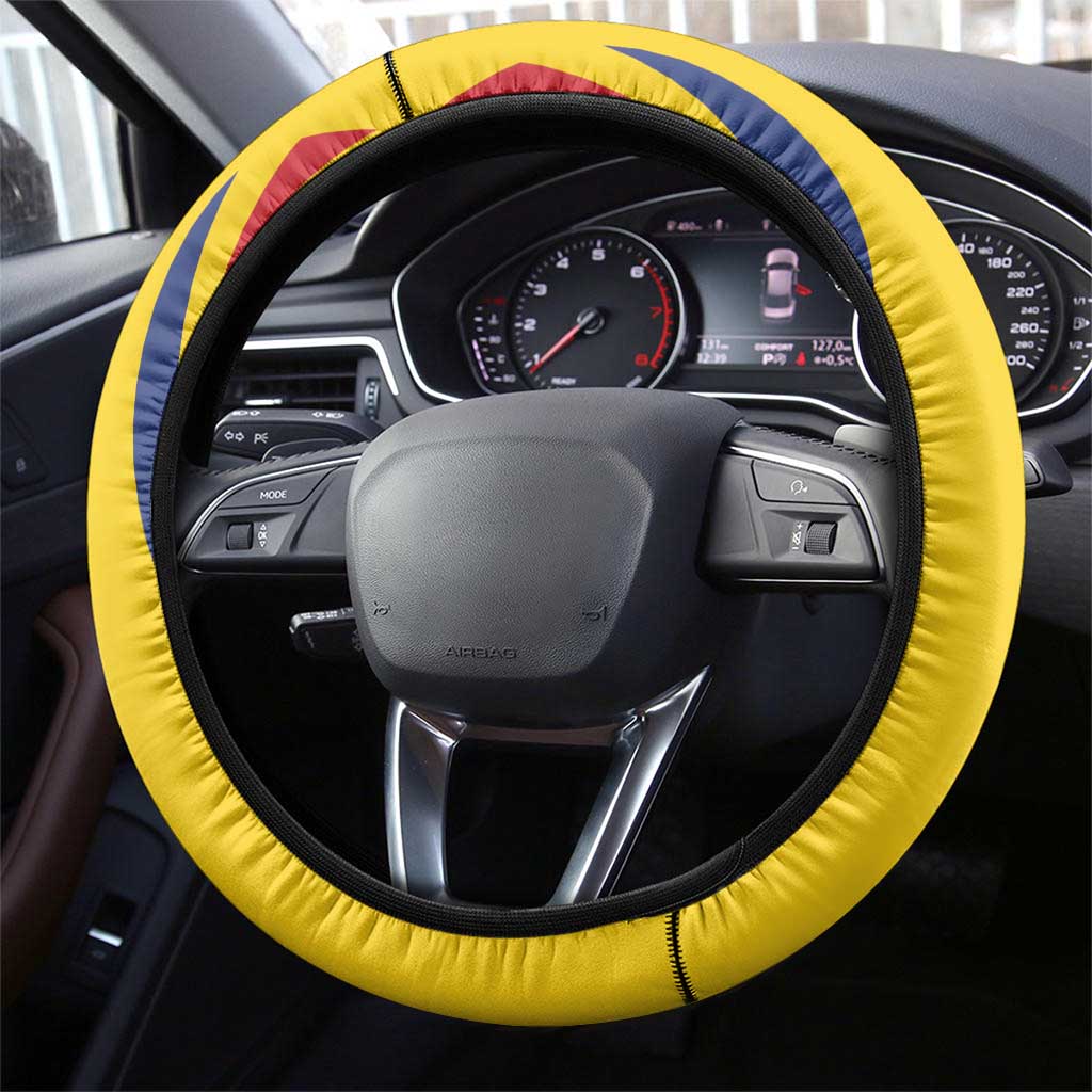 Romania 2024 Football Steering Wheel Cover Come On Tricolorii - Wonder Print Shop