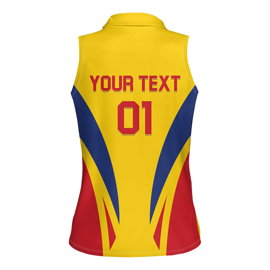 Custom Romania 2024 Football Women Sleeveless Polo Shirt Come On Tricolorii - Wonder Print Shop