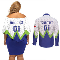 Custom Slovenia 2024 Football Couples Matching Off Shoulder Short Dress and Long Sleeve Button Shirt Slovenija Go Champions - Wonder Print Shop