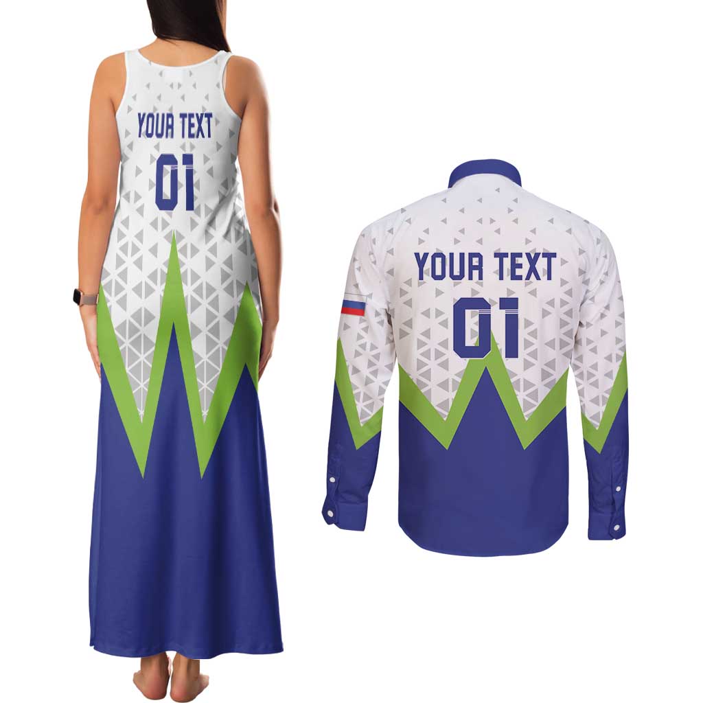 Custom Slovenia 2024 Football Couples Matching Tank Maxi Dress and Long Sleeve Button Shirt Slovenija Go Champions - Wonder Print Shop