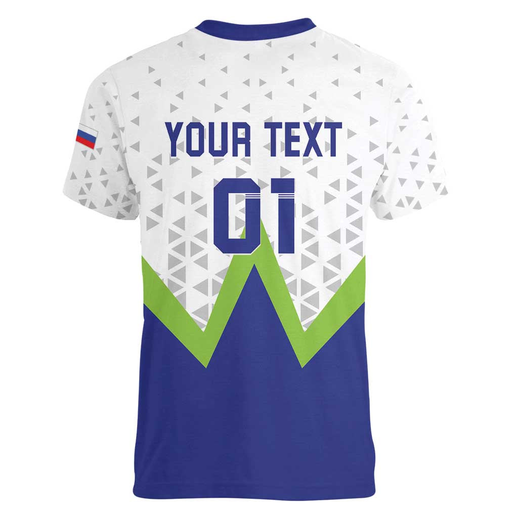 Custom Slovenia 2024 Football Women V-Neck T-Shirt Slovenija Go Champions - Wonder Print Shop