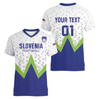 Custom Slovenia 2024 Football Women V-Neck T-Shirt Slovenija Go Champions - Wonder Print Shop