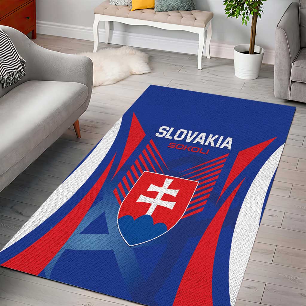 Slovakia 2024 Football Area Rug Slovenska Sokoli - Wonder Print Shop