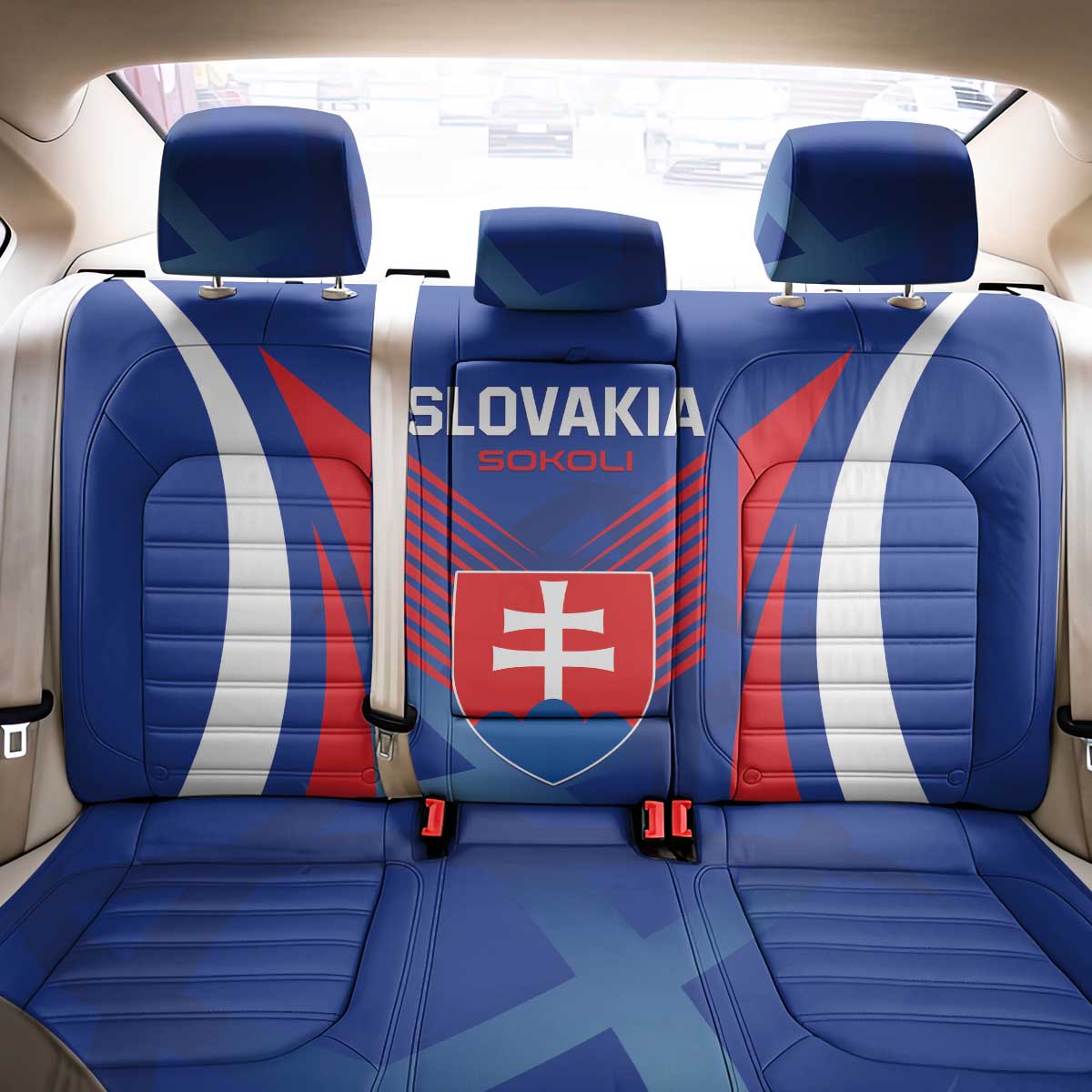 Slovakia 2024 Football Back Car Seat Cover Slovenska Sokoli - Wonder Print Shop