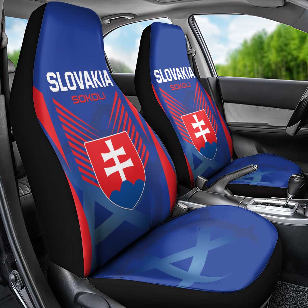 Slovakia 2024 Football Car Seat Cover Slovenska Sokoli - Wonder Print Shop