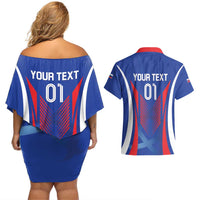 Custom Slovakia 2024 Football Couples Matching Off Shoulder Short Dress and Hawaiian Shirt Slovenska Sokoli - Wonder Print Shop