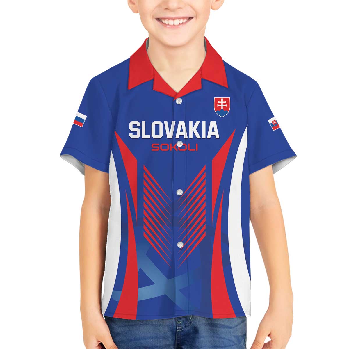 Custom Slovakia 2024 Football Family Matching Off The Shoulder Long Sleeve Dress and Hawaiian Shirt Slovenska Sokoli - Wonder Print Shop