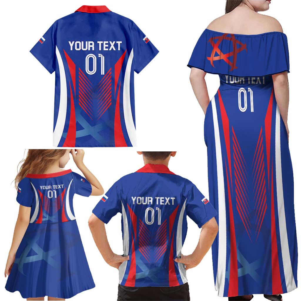 Custom Slovakia 2024 Football Family Matching Off Shoulder Maxi Dress and Hawaiian Shirt Slovenska Sokoli - Wonder Print Shop