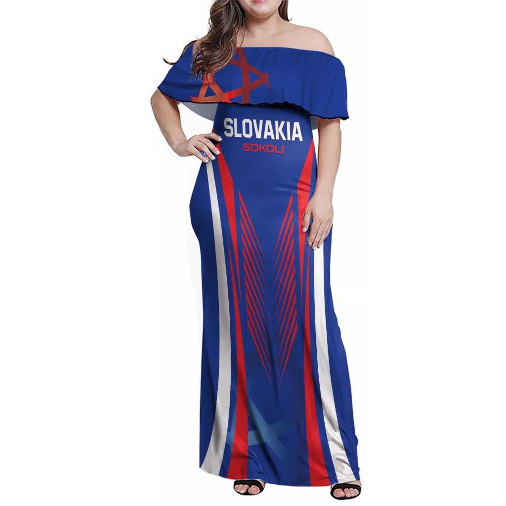 Custom Slovakia 2024 Football Family Matching Off Shoulder Maxi Dress and Hawaiian Shirt Slovenska Sokoli - Wonder Print Shop