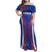 Custom Slovakia 2024 Football Family Matching Off Shoulder Maxi Dress and Hawaiian Shirt Slovenska Sokoli - Wonder Print Shop