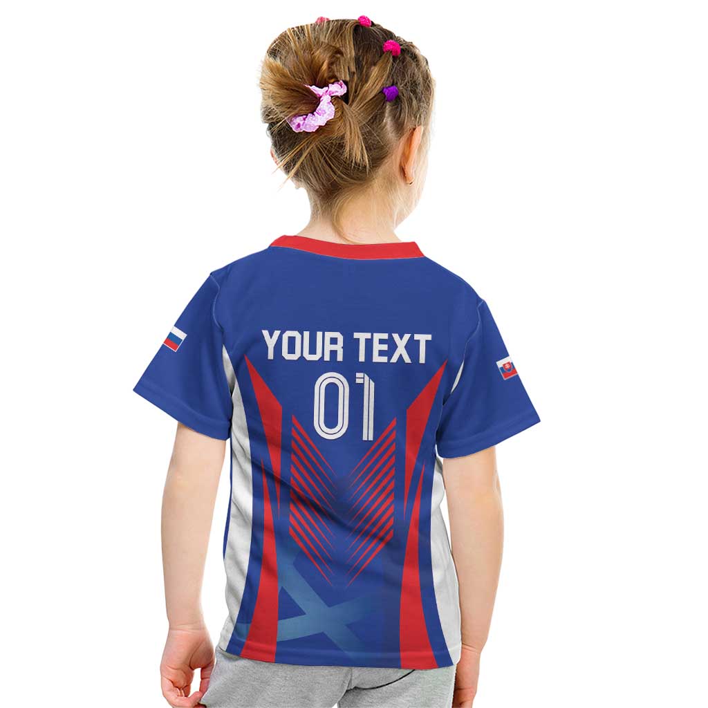 Custom Slovakia 2024 Football Kid T Shirt Slovenska Sokoli - Wonder Print Shop