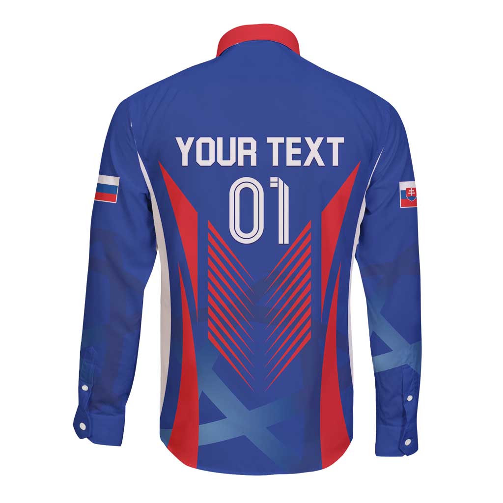 Custom Slovakia 2024 Football Long Sleeve Button Shirt Slovenska Sokoli - Wonder Print Shop