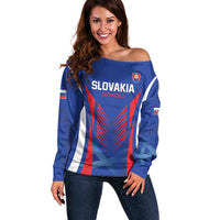 Custom Slovakia 2024 Football Off Shoulder Sweater Slovenska Sokoli - Wonder Print Shop