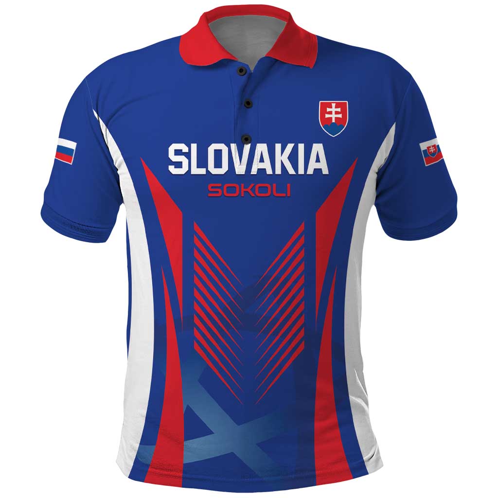 Custom Slovakia 2024 Football Polo Shirt Slovenska Sokoli - Wonder Print Shop