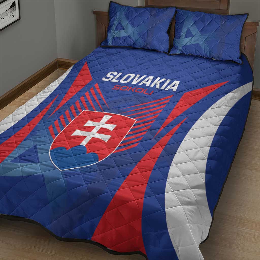 Slovakia 2024 Football Quilt Bed Set Slovenska Sokoli - Wonder Print Shop