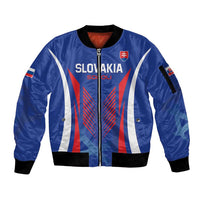 Custom Slovakia 2024 Football Sleeve Zip Bomber Jacket Slovenska Sokoli - Wonder Print Shop