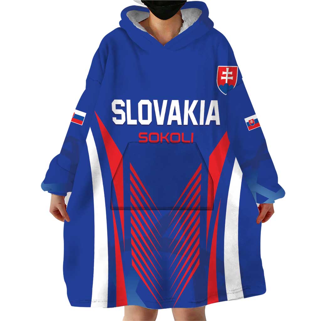Custom Slovakia 2024 Football Wearable Blanket Hoodie Slovenska Sokoli - Wonder Print Shop