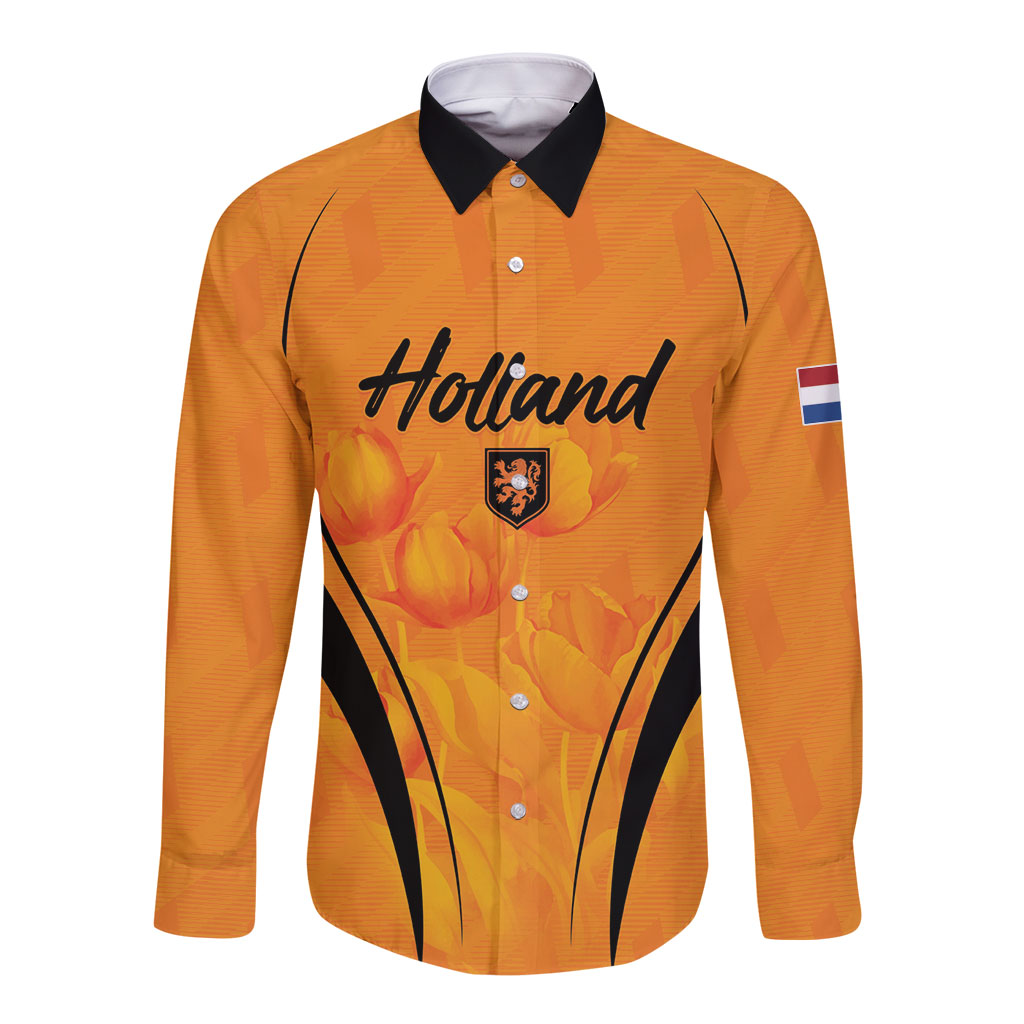 Custom Holland 2026 World Football Long Sleeve Button Shirt Oranje Go Champions