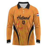 Custom Holland 2026 World Football Long Sleeve Polo Shirt Oranje Go Champions