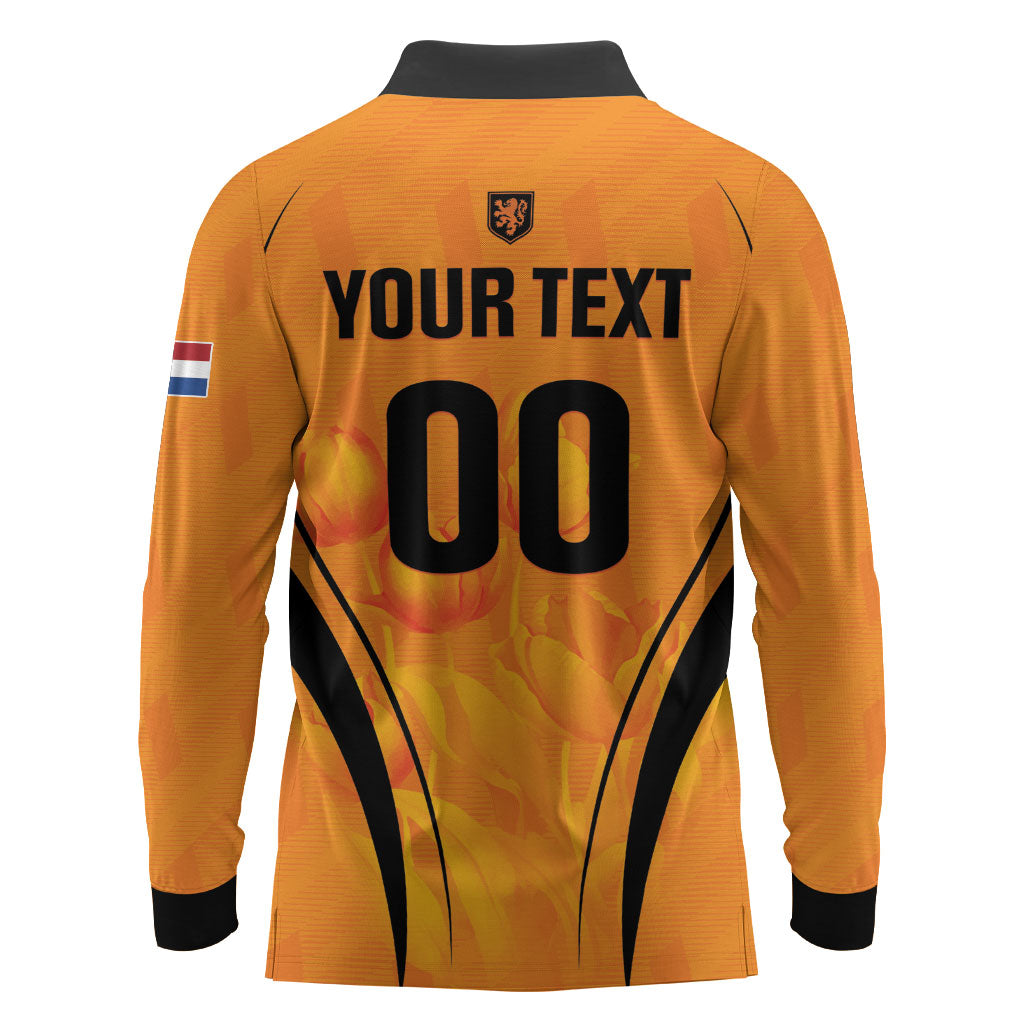 Custom Holland 2026 World Football Long Sleeve Polo Shirt Oranje Go Champions
