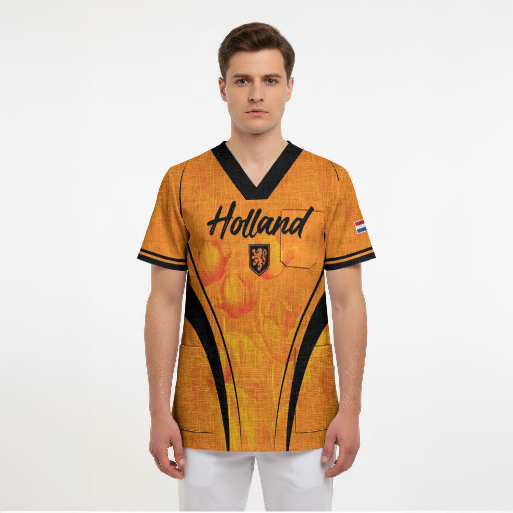 Custom Holland 2026 World Football Scrub Top Oranje Go Champions