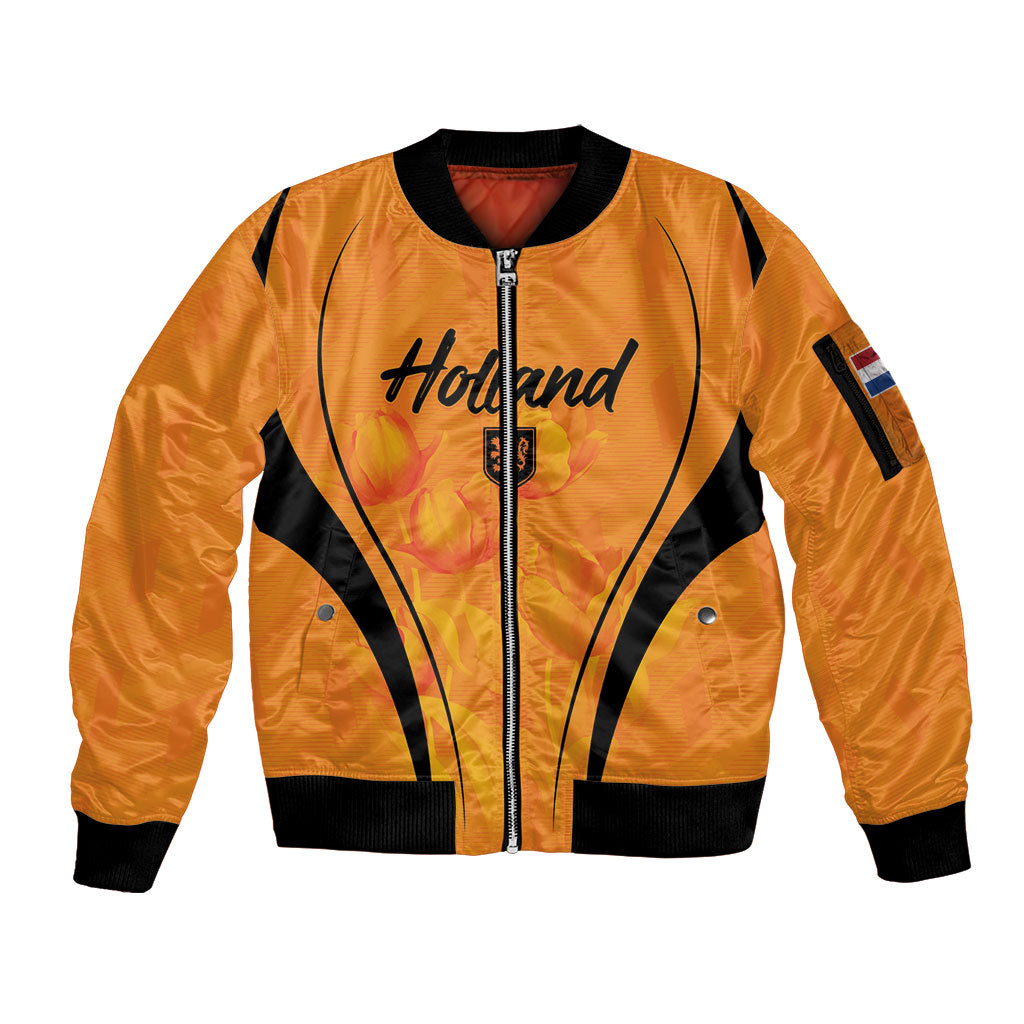 Custom Holland 2026 World Football Sleeve Zip Bomber Jacket Oranje Go Champions