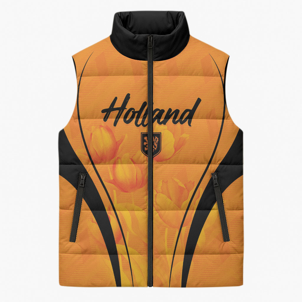 Custom Holland 2026 World Football Sleeveless Puffer Jacket Oranje Go Champions