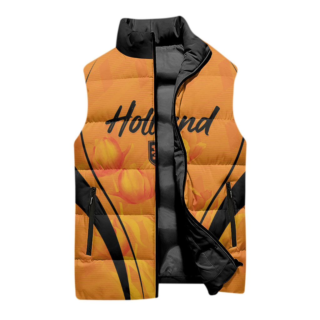 Custom Holland 2026 World Football Sleeveless Puffer Jacket Oranje Go Champions