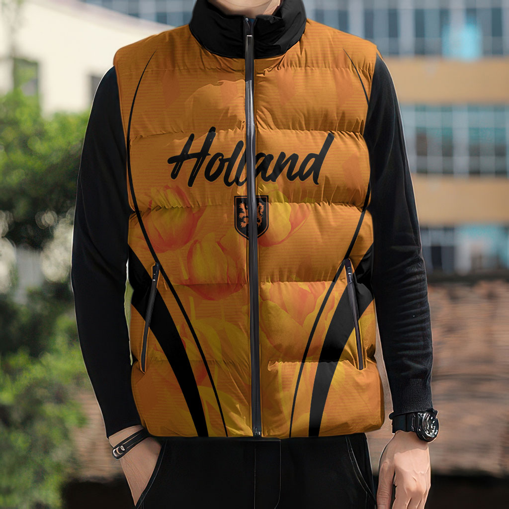 Custom Holland 2026 World Football Sleeveless Puffer Jacket Oranje Go Champions